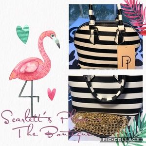 Perfect Image Black/White Striped Mini Bag